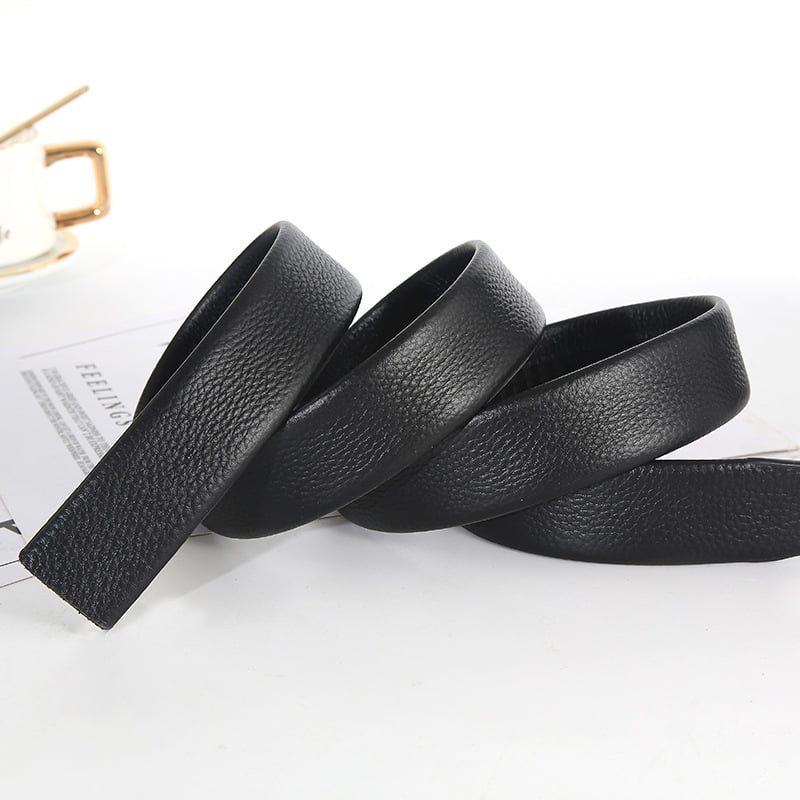 Vyrinė odinė juosta iš pirmojo sluoksnio karvės odos, 3,5 cm plotis, automatinė sagtis, Lychee raštas, verslo stilius