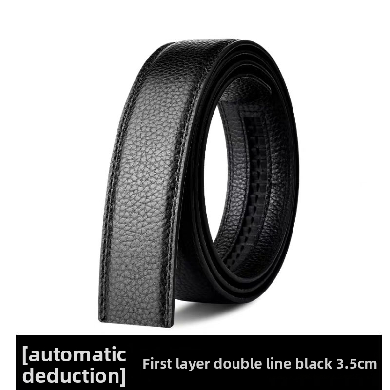 Vyrinė odinė juosta iš pirmojo sluoksnio karvės odos, 3,5 cm plotis, automatinė sagtis, Lychee raštas, verslo stilius