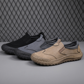 Vīriešu darba kurpes ar zemāku augšdaļu, ūdensizturīgas no suēda ādas – elpojošas, pretslīdējoša injekcijas zole, tekstila iekšpuse (low-top, suede upper, waterproof, breathable, injection-molded sole)