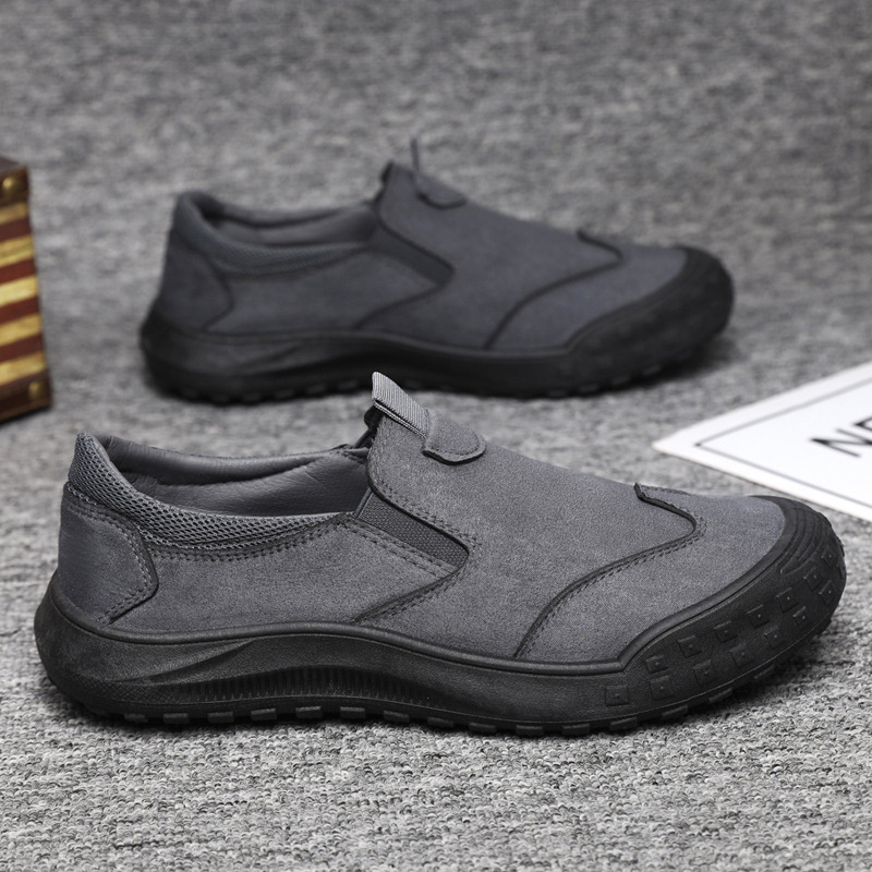 Vīriešu darba kurpes ar zemāku augšdaļu, ūdensizturīgas no suēda ādas – elpojošas, pretslīdējoša injekcijas zole, tekstila iekšpuse (low-top, suede upper, waterproof, breathable, injection-molded sole)