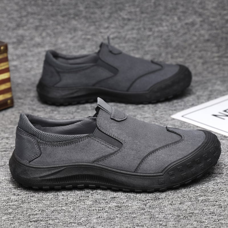 Vīriešu darba kurpes ar zemāku augšdaļu, ūdensizturīgas no suēda ādas – elpojošas, pretslīdējoša injekcijas zole, tekstila iekšpuse (low-top, suede upper, waterproof, breathable, injection-molded sole)