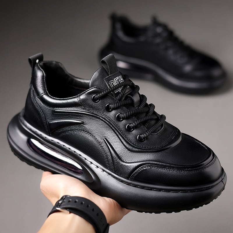 Vyriniai sportiniai kasdieniai bateliai iš natūralios odos, guminės putų padas, oro pagalvė, raišteliai