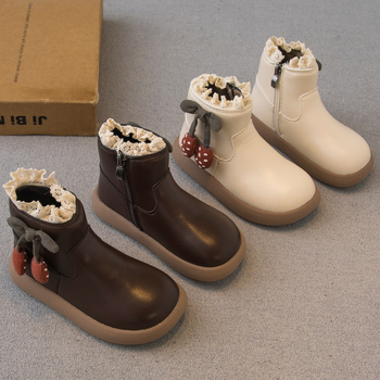 Tüdrukute Martin saapad, pealiskatt mikrokiudnahk, lühike varvas, külgrihm, kunstliku karusnaha vooder