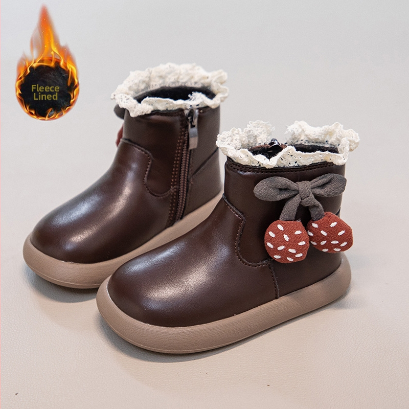 Tüdrukute Martin saapad, pealiskatt mikrokiudnahk, lühike varvas, külgrihm, kunstliku karusnaha vooder