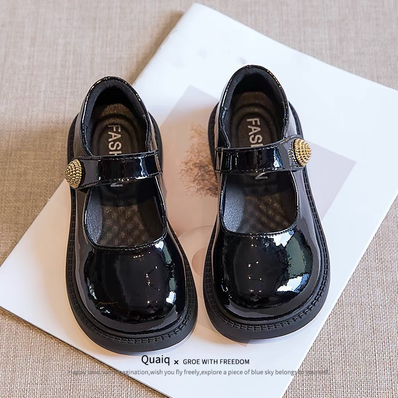 Mary Jane gyerekcipő lányoknak – felső rész microfibiból, alacsony kivágás, belső textiles, talp tehénin tendonból, egyszínű