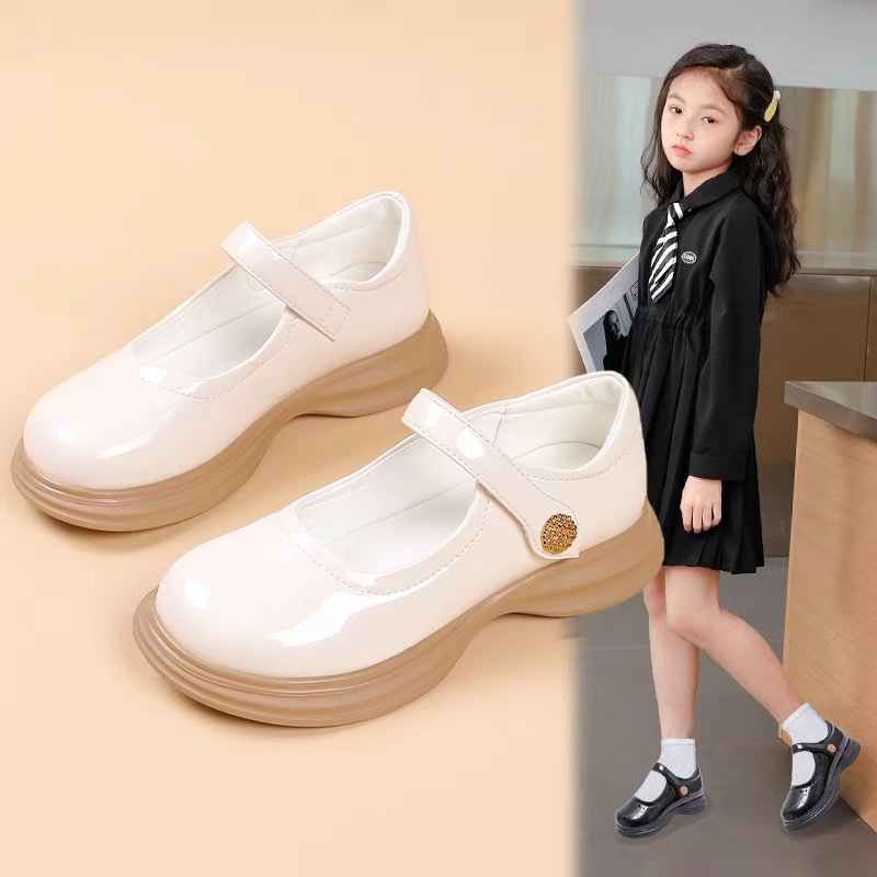 Mary Jane gyerekcipő lányoknak – felső rész microfibiból, alacsony kivágás, belső textiles, talp tehénin tendonból, egyszínű