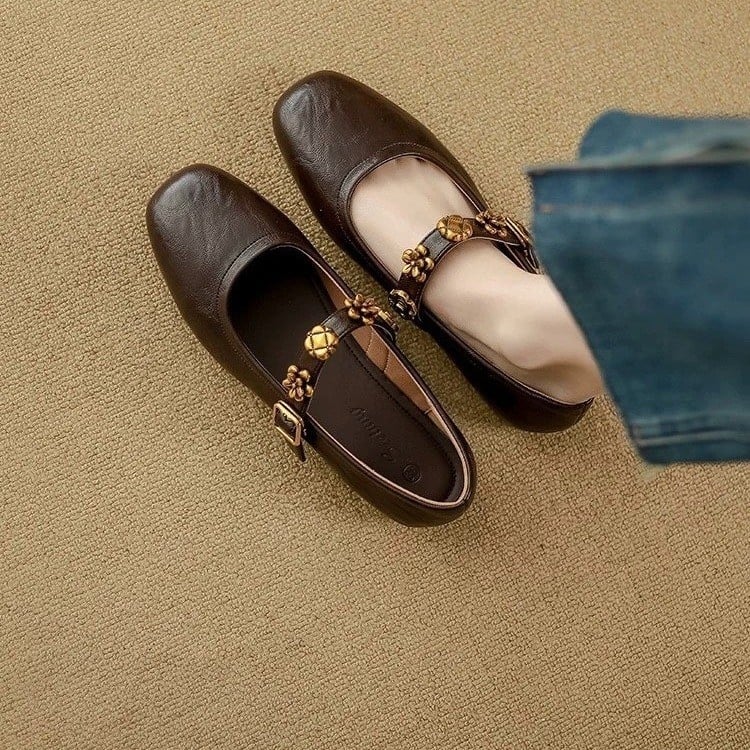 Moterų Mary Jane avalynė, apvali nosis, sagties užsegimas, žemas kulnas, viršutinė medžiaga: super pluoštas