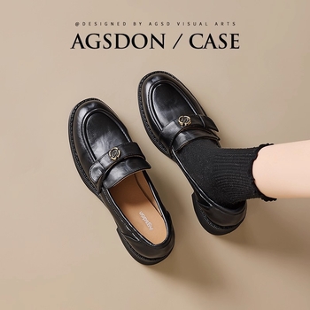 Moteriški britų stiliaus loaferiai su apvaliu priekiu, PU viršus, guminiu padu ir storu 3–5 cm kulnu