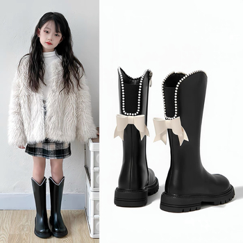 Tüdrukute Martens saapad kõrge varbaga, külgmine tõmblukk, kummist tall, ülemine kiht ultrafibernahk, EVA sisetald – Korea stiil