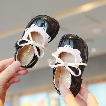 Mažylių mergaičių bateliai iš PU odos, kvėpuojantys, neslidžios guminės padų, žemas viršus, 1–2 metų amžiaus