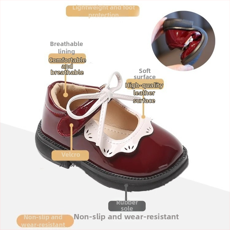 Dievčenské topánky z PU kože, priedušné, protišmyková gumová podrážka, nízky vrch, pre batoľatá 1–2 roky
