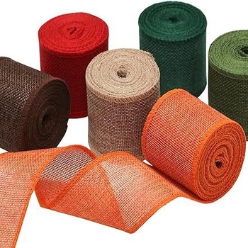 Burlap лента с телена крайна ивица — руло за DIY опаковки на подаръци, панделка и сватбена украса