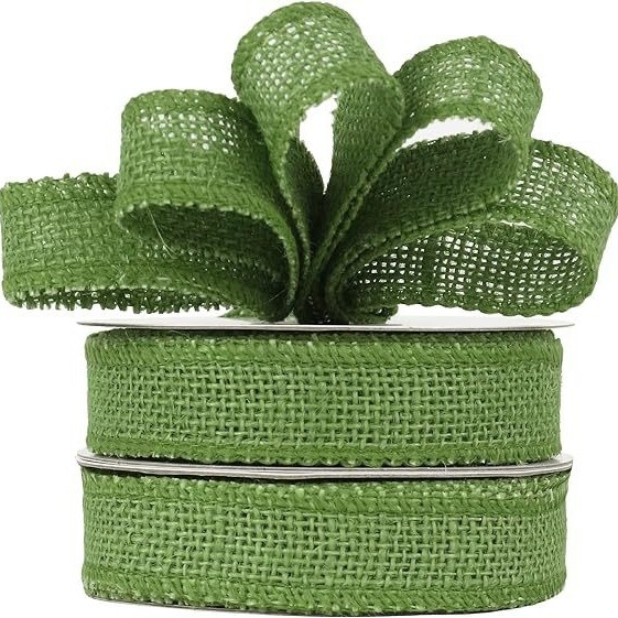 Burlap лента с телена крайна ивица — руло за DIY опаковки на подаръци, панделка и сватбена украса