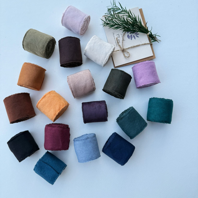 Полиестерна лента с раздърпани краища и кадифен ръб, аксесоар за коса с панделка и цвете