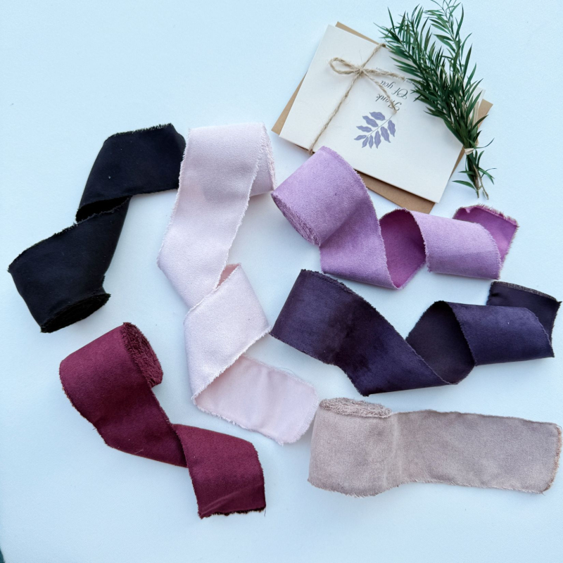 Полиестерна лента с раздърпани краища и кадифен ръб, аксесоар за коса с панделка и цвете