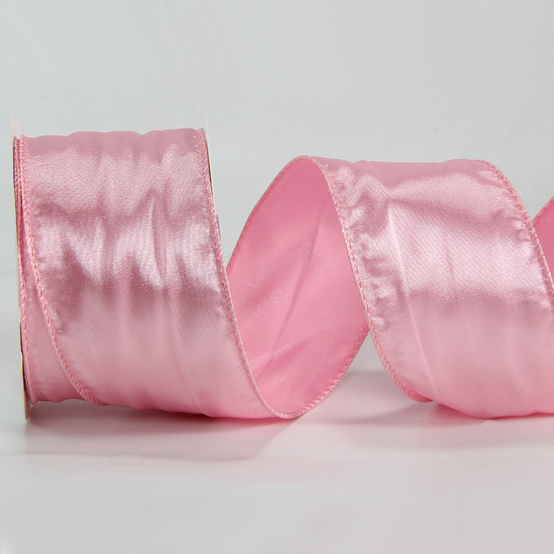 Сатенова лента с телен кант, едностранна, полиестер, марка Ckacheychi/khakiqi, за коледни украси, опаковки и букети