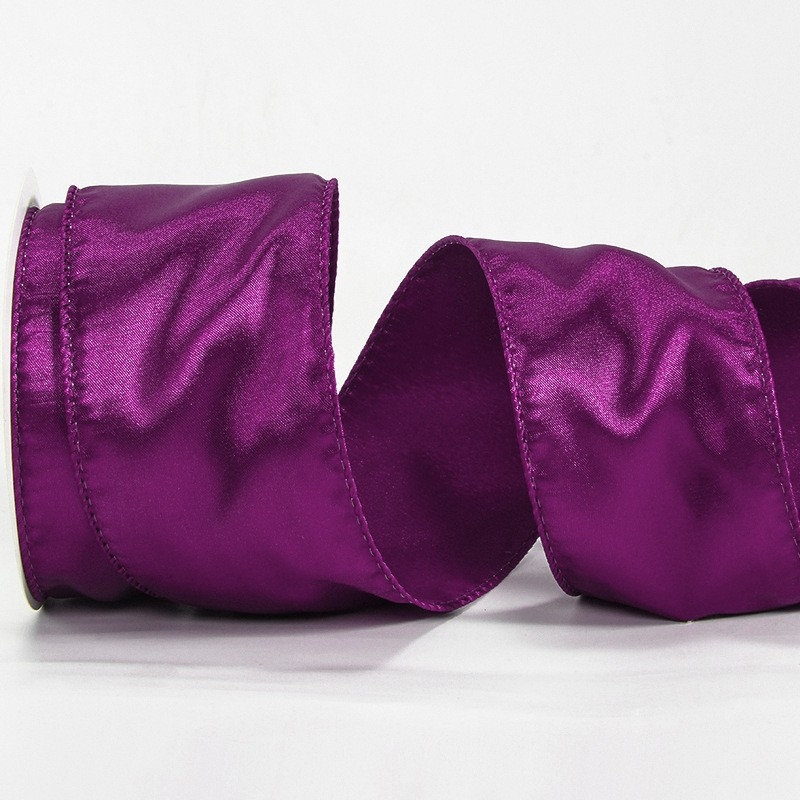 Сатенова лента с телен кант, едностранна, полиестер, марка Ckacheychi/khakiqi, за коледни украси, опаковки и букети