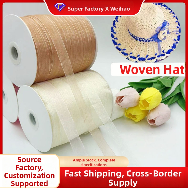 Zhe Hao adīta cepures lente ar dekoratīvu loku un gazes lentes DIY projektiem un dāvanu iesaiņošanai