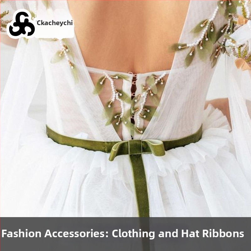 Jednostranná zamatová stuha s flokovaním pre DIY doplnky do vlasov – Ckacheychi/Khakis