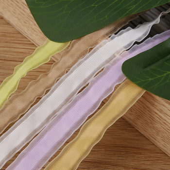 DIY аксесоар за коса с панделка: полиестерна лента с хоризонтални ивици, куха панделка за коса и лента за опаковка на букет