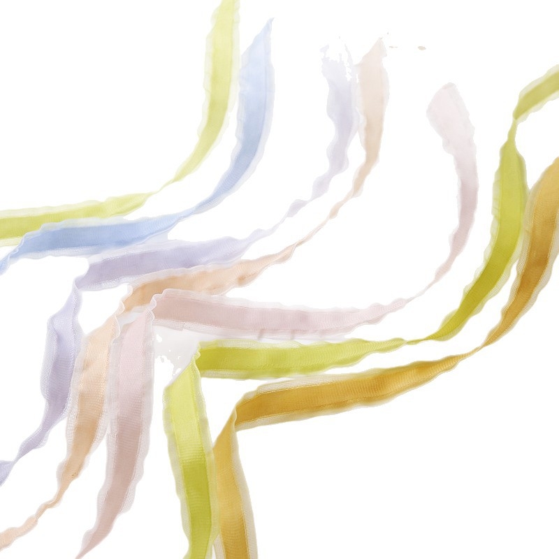 DIY аксесоар за коса с панделка: полиестерна лента с хоризонтални ивици, куха панделка за коса и лента за опаковка на букет