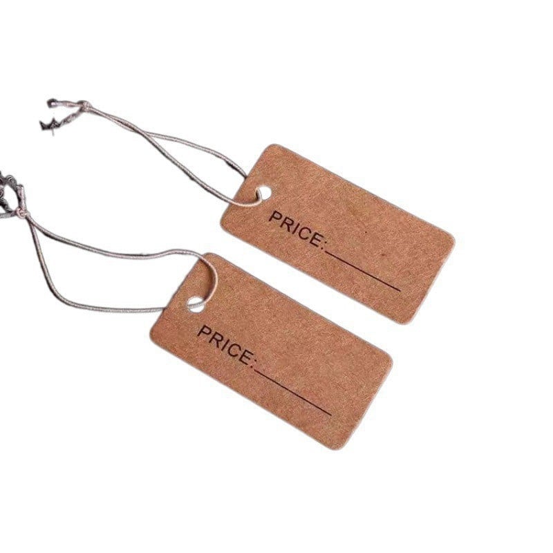 Kraft popieriaus etikete su virve, tuščia ranka rašoma etiketė, storinta įpakavimo kortelė, 100 vnt