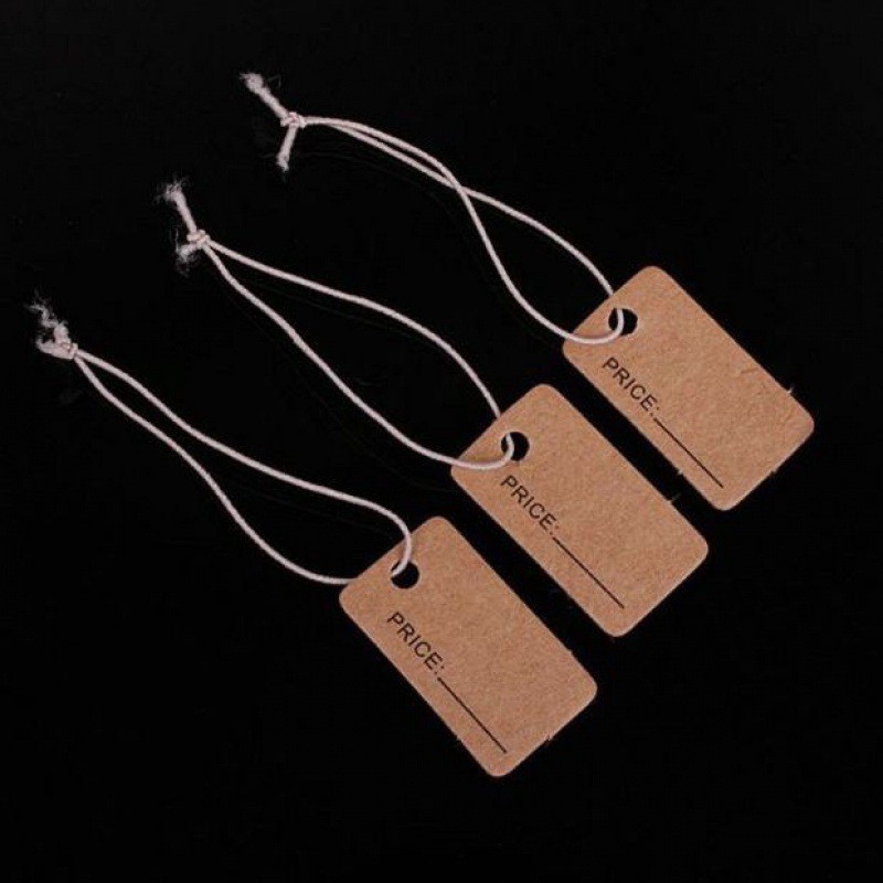 Kraft popieriaus etikete su virve, tuščia ranka rašoma etiketė, storinta įpakavimo kortelė, 100 vnt