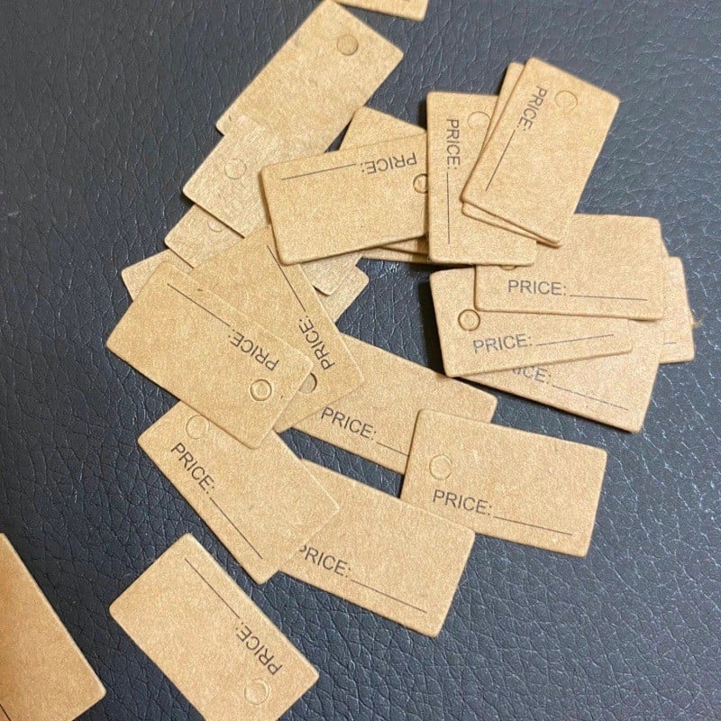 Kraft popieriaus etikete su virve, tuščia ranka rašoma etiketė, storinta įpakavimo kortelė, 100 vnt