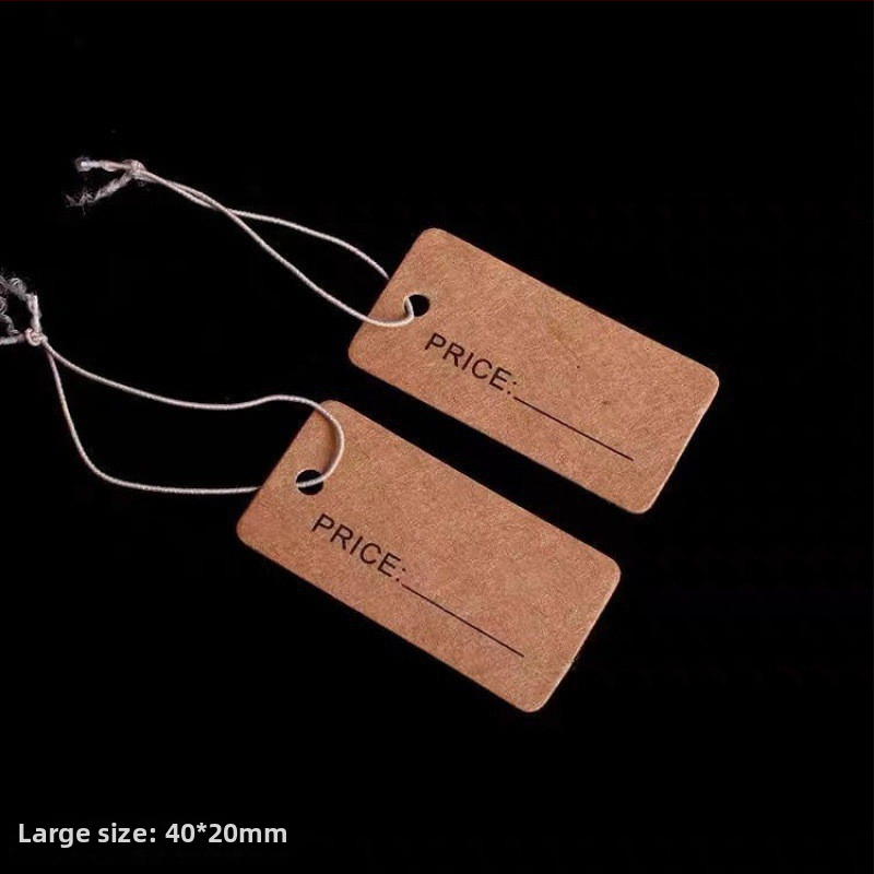 Kraft popieriaus etikete su virve, tuščia ranka rašoma etiketė, storinta įpakavimo kortelė, 100 vnt