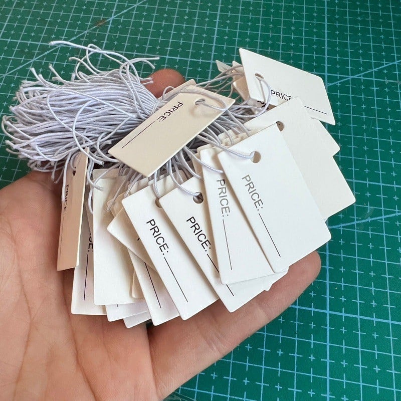 Kraft popieriaus etikete su virve, tuščia ranka rašoma etiketė, storinta įpakavimo kortelė, 100 vnt