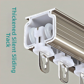 Aliuminio užuolaidų bėgelis – dvigubas bėgelis, tylus slydimas, modelis JFL-F05, montavimo tipas: pakabinamas