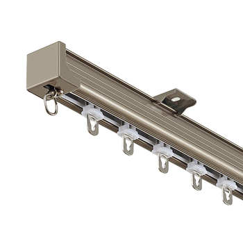 Алуминиева релса за завеси – двойна релса, безшумно плъзгане, модел JFL-F05, монтаж: окачване