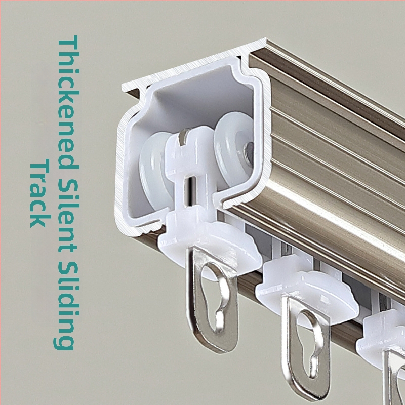 Alumīnija aizkaru sliede – divas sliedes, klusa slīdēšana, modelis JFL-F05, uzstādīšanas veids: karājams