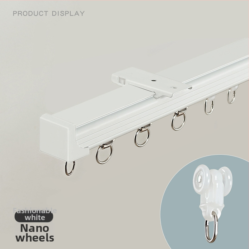 Aliuminio užuolaidų bėgelis – dvigubas bėgelis, tylus slydimas, modelis JFL-F05, montavimo tipas: pakabinamas