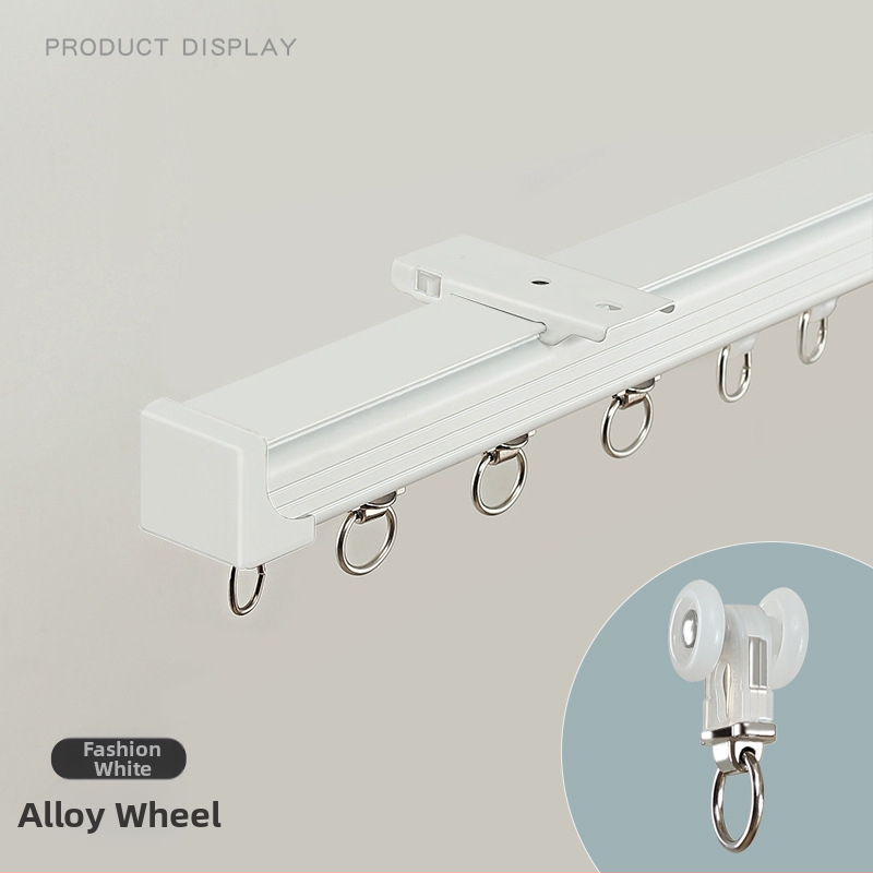 Aliuminio užuolaidų bėgelis – dvigubas bėgelis, tylus slydimas, modelis JFL-F05, montavimo tipas: pakabinamas