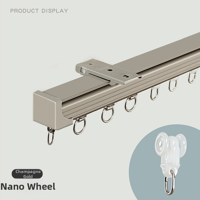 Aliuminio užuolaidų bėgelis – dvigubas bėgelis, tylus slydimas, modelis JFL-F05, montavimo tipas: pakabinamas