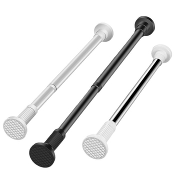 Telescopinė užuolaidų lazda, be gręžimo, nerūdijantis plienas/karbonplienas/ABS, dušai, drabužių spintai ir miegamojo atskyrimui, šiuolaikinis minimalistinis stilius