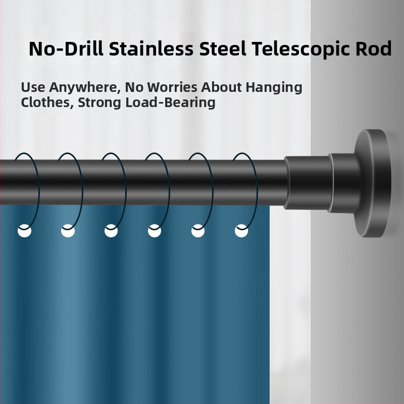 Teleskoopne kardinapuust, puurimata, roostevabast terasest/karbonterasest/ABS, dušile, riidekapi ja magamistuba eraldajale, kaasaegne minimalism