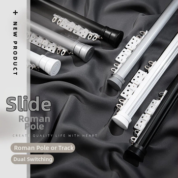 Aliuminio lydinio užuolaidų lazda su takeliu, šoninis ir viršutinis tvirtinimas, viengubas ir dvigubas strypas, pritaikomas, modernus skandinaviško stiliaus