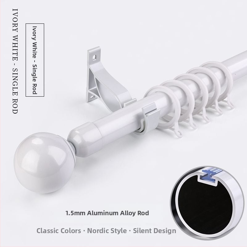 Aliuminio lydinio užuolaidų laikikliai vienguboms ir dviguboms strypams | tylus slydimo mechanizmas | modernus minimalistinis stilius | pritaikoma