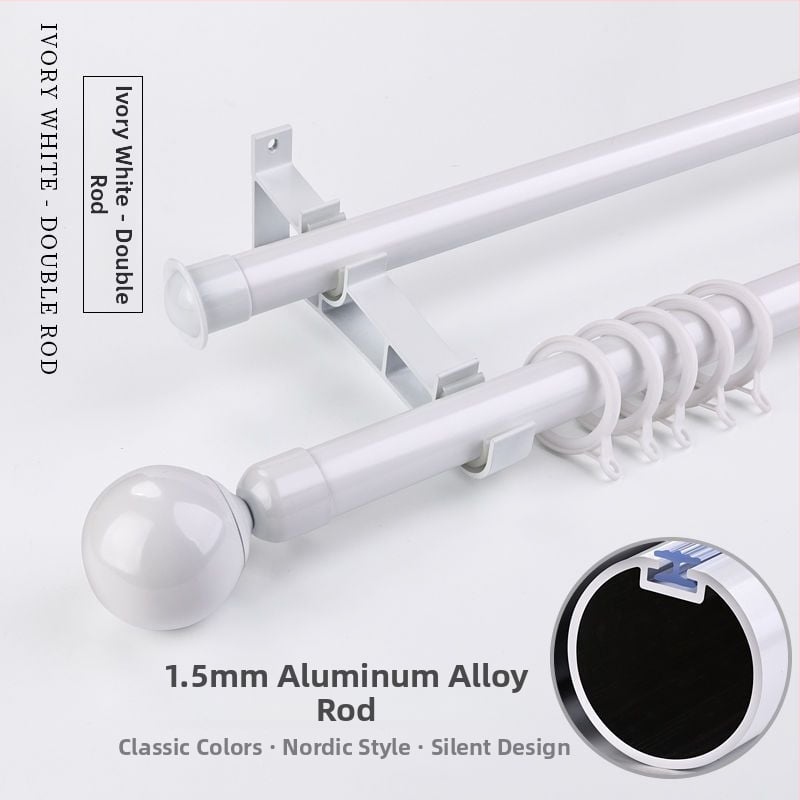 Aliuminio lydinio užuolaidų laikikliai vienguboms ir dviguboms strypams | tylus slydimo mechanizmas | modernus minimalistinis stilius | pritaikoma