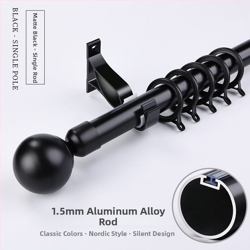 Aliuminio lydinio užuolaidų laikikliai vienguboms ir dviguboms strypams | tylus slydimo mechanizmas | modernus minimalistinis stilius | pritaikoma