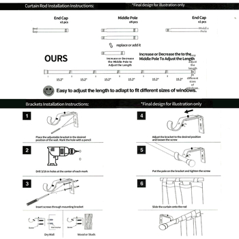 Užuolaidų lazda su sustiprintu aliuminio lydiniu, romaniško dizaino, šiuolaikinis minimalistinis stilius, užuolaidų bėgelis
