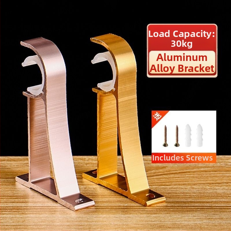 Aliuminio lydinio užuolaidų strypo laikiklis – vienam arba dviem strypams – fiksuota pagrindė – viršutinis arba šoninis montavimas