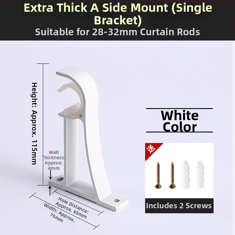 Aliuminio lydinio užuolaidų strypo laikiklis – vienam arba dviem strypams – fiksuota pagrindė – viršutinis arba šoninis montavimas