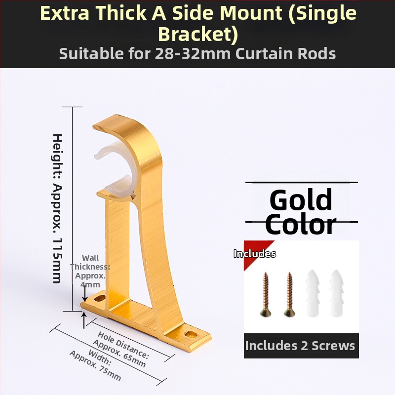 Aliuminio lydinio užuolaidų strypo laikiklis – vienam arba dviem strypams – fiksuota pagrindė – viršutinis arba šoninis montavimas