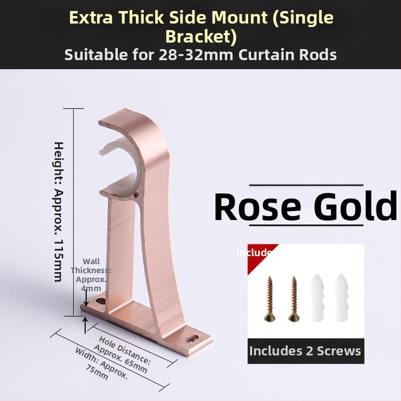 Aliuminio lydinio užuolaidų strypo laikiklis – vienam arba dviem strypams – fiksuota pagrindė – viršutinis arba šoninis montavimas