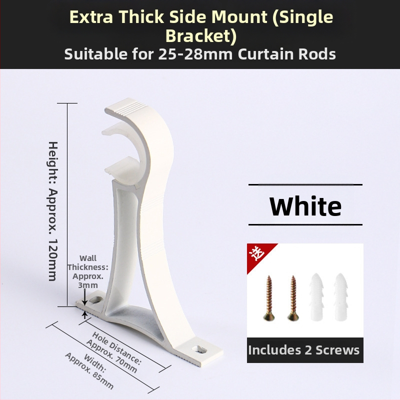 Aliuminio lydinio užuolaidų strypo laikiklis – vienam arba dviem strypams – fiksuota pagrindė – viršutinis arba šoninis montavimas