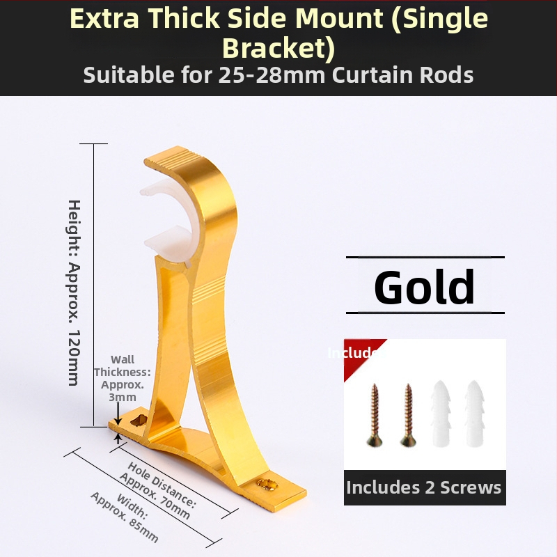 Aliuminio lydinio užuolaidų strypo laikiklis – vienam arba dviem strypams – fiksuota pagrindė – viršutinis arba šoninis montavimas