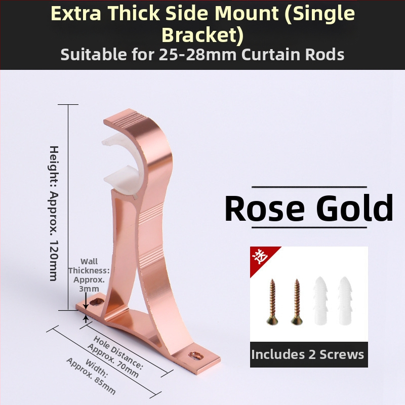 Aliuminio lydinio užuolaidų strypo laikiklis – vienam arba dviem strypams – fiksuota pagrindė – viršutinis arba šoninis montavimas